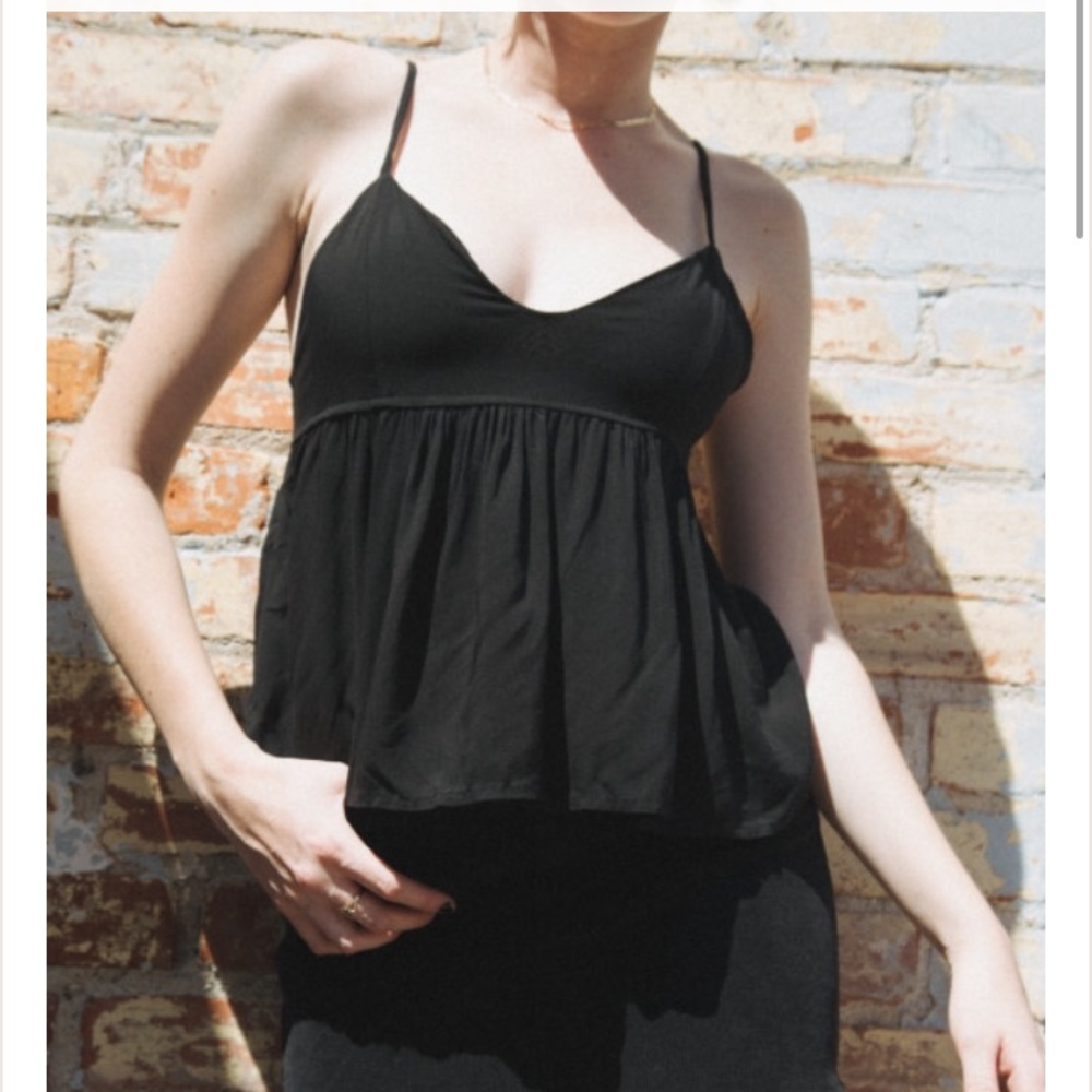 Brandy Melville Black Cameron Tie Back Tank Top